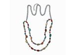 Lange Kette STEUER "Modekette Muschel multi color", silber (silbergrau), Halsketten, Damen, 99cm, Metall, L: 99, glänzend