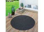 Teppich PACO HOME "Timber 125", blau (navy), H:4mm Ø:160cm, Polypropylen (PP), Teppiche, Teppich, Flachgewebe, Sisal Optik, In- und Outdoor geeignet, Wohnzimmer
