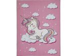 Kinderteppich ANDIAMO "Einhorn", pink, B:133cm H:6mm L:170cm, Polyamid, Teppiche, Kinderteppich, Kurzflor, Motiv Einhorn, Kinderzimmer