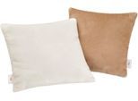 Dekokissen S.OLIVER "double soft Kissen s.Oliver", beige (beige, wollweiß, unifarben), B:50cm L:50cm, Polyester, Dekokissen_Sitzkissen_Kissenhüllen, Kissenhüllen ohne Füllung, 2 Stück, mit samtig weicher Oberfläche
