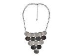 Lange Kette STEUER "Metallcollier mit runden Plättchenanhängern", bunt (mehrfarbig), Halsketten, Damen, 48,5+5cm, Metall, L: 53,5 B: 100mm, glitzernd, B:100mm