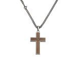 Kette mit Anhänger ZEEME "Edelstahl Kreuz", braun, Halsketten, Damen, 45cm, Edelstahl, L: 45 B: 29mm, glänzend, B:29mm