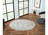 Teppich "My Style", beige (creme, hellgrau, altgoldfarben), B:120cm H:10mm L:120cm Ø:120cm, Polyester, MYFLAIR MÖBEL & ACCESSOIRES, Teppiche, Teppich, Kurzflor, Scandi-Design, besonders weich durch Microfaser