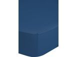 Spannbettlaken GOOD MORNING "Jersey Spannbettlaken", blau (denim), B:90cm L:200cm, Jersey, Obermaterial: 100% Baumwolle, Bettlaken, Spannbettlaken, 100% Baumwolle, Jersey, Rundumgummi, bis 25 cm höhe, 90/100x200, Weiß