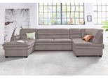 Sofa-Kopfstütze SIT & MORE "Pisa", grau (steel), B:50cm H:16cm, Luxus-Microfaser (100% Polyester);NaturLEDER (echtes Rindsleder) in Sitz und Rücken. Korpus in passendem Kunstleder SOFTLUX bezogen;Luxus-Microfaser ALTARA NUBUCK (100% Polyester), Kopfstützen