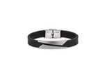 Armband BRUNO BANANI "Schmuck Geschenk Lederarmband" Gr. 20,5, grau (schwarz, edelstahlfarben), Armbänder, Herren, 20,5, Edelstahl Kautschuk, Edelstahl, Kautschuk, Armband