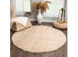 Hochflor-Teppich SANAT "Porto", beige, H:45mm Ø:150cm, Kunstfaser, Teppiche, Wohnzimmer, Langflor, Shaggy Teppich
