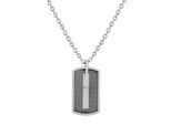 Kette mit Anhänger ZEEME "Edelstahl schwarz 50cm Länge", silber (silbergrau), Halsketten, Herren, 50cm, Edelstahl, L: 50 B: 20mm, glänzend, B:20mm
