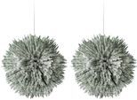 Winterliche Kunstpflanze CREATIV GREEN "Weihnachtsdeko", grün, H:14cm Ø:14cm, Kunststoff, Kunstpflanzen, Kugel Ø 14 cm, mit künstlichem Schnee bedeckt, 2er-Set