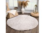 Hochflor-Teppich SANAT "Porto", grau (hellgrau), H:45mm Ø:150cm, Kunstfaser, Teppiche, Wohnzimmer, Langflor, Shaggy Teppich