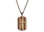 Kette mit Anhänger ZEEME "Edelstahl Kreuz", braun, Halsketten, Herren, 50cm, Edelstahl, L: 50 B: 28mm, glänzend, matt, B:28mm