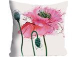 Dekokissen QUEENCE "Blume", bunt (bunt, geblümt), B:40cm L:40cm, Polyester, Dekokissen_Sitzkissen_Kissenhüllen, Kissenhülle ohne Füllung, 1 Stück