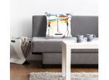 Dekokissen QUEENCE "Kim", bunt (bunt, bedruckt), B:40cm L:40cm, Polyester, Dekokissen_Sitzkissen_Kissenhüllen, Kissenhülle,Abstraktes Gesicht,Modern,Kunstvoll,Geometrisch