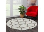 Hochflor-Teppich SANAT "Madrid", beige (creme), H:30mm Ø:120cm, Kunstfaser, Teppiche, Wohnzimmer, Langflor, Shaggy Teppich