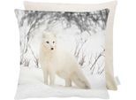Dekokissen APELT "9527" Gr. 1, beige (natur, weiß, bedruckt), B:45cm H:5cm L:45cm, Baumwolle, Polyester, Dekokissen_Sitzkissen_Kissenhüllen, Wendekissenhülle mit Füllung, 1 Stück