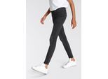 Jeansjeggings KIDSWORLD "Stetch-Jeans mit schmalem Bein", Mädchen, Gr. 98, N-Gr, schwarz (schwarz denim), Denim/Jeans, Obermaterial: 74% Baumwolle, 24% Polyester, 2% Elasthan, unifarben, schmal lang, Jeans, schmale Passform, abgesteppter Beinabschluss, niedrige Leibhöhe
