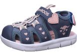 Sandale KANGAROOS "K-Mini", Mädchen, Gr. 24, blau (dunkelblau), Synthetik, Schuhe Sandale, mit Klettverschluss