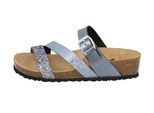 Pantolette LICO "Pantolette Natural Glitter", Damen, Gr. 36, grau, Synthetik, Schuhe Pantolette