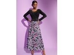 Webrock CREATION L, Damen, Gr. 24, lila (schwarz, flieder, bedruckt), 100% Polyester, gemustert, wadenlang, Röcke