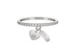 Fingerring CAÏ "925 Silber rhodiniert mit Anhängern Herz Zirkonia" Gr. 17, weiß, Fingerringe, Damen, 054 (17,2), Silber 925 (Sterlingsilber), Fingerring