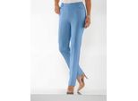 Bügelfaltenhose CLASSIC BASICS, Damen, Gr. 24, Kurzgrößen, blau (mittelblau), 100% Polyester, unifarben, lang, Hosen