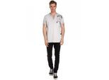 T-Shirt RUSTY NEAL, Jungen, Gr. M, grau, 100% Baumwolle, bedruckt, meliert, Rundhals, Shirts T-Shirt, mit modischer Knopfleiste