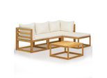 vidaXL 5-tlg. Garten-Lounge-Set mit Auflagen Massivholz Akazie