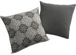 Dekokissen ADAM "Romantic Puligny A", schwarz (schwarz, ornamente), B:50cm L:50cm, Baumwolle, Dekokissen_Sitzkissen_Kissenhüllen, mit großen Ornamenten, Wendekissenhülle ohne Füllung, 1 Stück