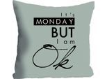 Dekokissen QUEENCE "»Monday«", bunt (bunt, bedruckt), B:40cm L:40cm, Polyester, Dekokissen_Sitzkissen_Kissenhüllen, Kissenhülle ohne Füllung, 1 Stück