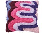 Dekokissen DONE. "CUSHION HAPPY HEARTBEAT", bunt (bunt, bestickt gemustert), B:45cm H:1cm L:45cm, Baumwolle, Dekokissen_Sitzkissen_Kissenhüllen