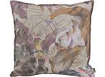 Dekokissen H.O.C.K. "Lilly Love", bunt (grau, braungrau, gemustert), B:50cm H:10cm L:50cm, Baumwolle, Dekokissen_Sitzkissen_Kissenhüllen, mit Vogelprint in Aquarelloptik, Kissenhülle mit Füllung, 1 Stück