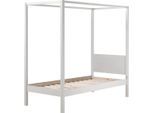 Himmelbett VIPACK "Pino, Kiefer massiv weiß lackiert, Made in Europe, zeitloses Design", weiß (kiefer massiv, weiß lackiert), B:98cm H:191cm L:208cm, Betten, wahlweise mit Textil-Himmel