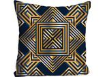 Dekokissen QUEENCE "»Vierecke«", bunt (bunt, bedruckt), B:40cm L:40cm, Polyester, Dekokissen_Sitzkissen_Kissenhüllen, Kissenhülle ohne Füllung, 1 Stück