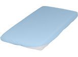 Matratzenschutzbezug SETEX "Feinbiber Spannbetttuch wasserdicht", blau (hellblau), B:60cm H:0,5cm L:120cm, Bezug: 100% Baumwolle. Füllung: 100% Polyurethan, Matratzenzubehör, Für Matratzen mit einer von Höhe von 10-12cm