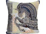 Dekokissen QUEENCE "»Einhorn«", bunt (bunt, bedruckt), B:40cm L:40cm, Polyester, Dekokissen_Sitzkissen_Kissenhüllen, Kissenhülle ohne Füllung, 1 Stück