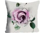 Dekokissen QUEENCE "»rosa Blüte«", bunt (bunt, bedruckt), B:40cm L:40cm, Polyester, Dekokissen_Sitzkissen_Kissenhüllen, Kissenhülle ohne Füllung, 1 Stück