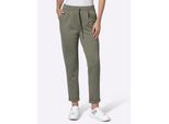 Jogger Pants INSPIRATIONEN, Damen, Gr. 24, Kurzgrößen, grün (khaki), 58% Viskose, 36% Polyamid, 6% Elasthan, unifarben, lang, Hosen