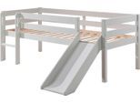 Spielbett VIPACK "Pino, Kiefer massiv, Liegefläche 90/200, Made in Europe", weiß, B:175cm H:83cm L:207,6cm, Betten, inkl. Rolllattenrost, wahlweise mit oder ohne Rutsche
