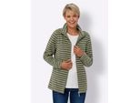 Fleecejacke CLASSIC BASICS, Damen, Gr. 44, grün (khaki, ecru, geringelt), 100% Polyester, gemustert, gestreift, mehrfarbig, Jacken Fleecejacke