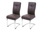 2er-Set Esszimmerstuhl MCW-G56, Küchenstuhl Freischwinger Stuhl, Textil Wildleder-Optik ~ grau