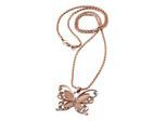 Kette mit Anhänger STEUER "Metall Schmetterling gebürstet Katzenauge syn. weiß", rosa (rosé), Halsketten, Damen, 71cm, Metall, L: 71 B: 3mm, matt, B:3mm