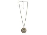 Kette mit Anhänger STEUER "mit Mandala-Anhänger goldfarben mittig Glasstein", braun (mittelbraun), Halsketten, Damen, 74cm, Metall, L: 74 B: 60mm, B:60mm