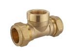 Messing-Klemm-T-Stück für Kupferrohre - 15 x 1/2'' IG x 15 mm für Heizung und Trinkwasser