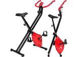 tectake® Heimtrainer, klappbar, 8 Schwierigkeitsstufen, mit Pedalriemen, inklusive Trainingscomputer und Pulsmesser