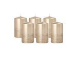 Stumpenkerze Papstar Safe Candle, bis zu 36 h, selbstlöschend, Ø 60 x H 100 mm, Paraffin, gold, 6 Stück