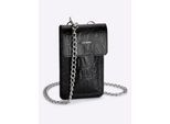Handytasche HEINE, Damen, Gr. B/H/T: 10cm x 17cm x 2cm, schwarz, Leder, Metall, animal-print, gemustert, Taschen Handytasche