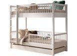 Etagenbett HOME AFFAIRE "Buche massiv weiß, Made in Europe, langlebige Qualität", weiß (weiß, weiß, weiß), B:104,9cm H:175,4cm L:207,5cm, Etagenbetten, Etagenbett, 2 Lattenroste, wahlweise mit oder ohne Bettschublade und Absturzschutz
