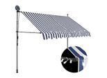 vidaXL Einziehbare Markise Handbetrieben mit LED 250 cm Blau und Weiß