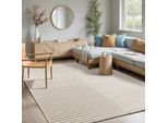 Teppich MERINOS "Elio", beige (creme), B:140cm H:16mm L:200cm, Polypropylen, Teppiche, Teppich, moderner Kurzflor Teppich mit Hoch-Tief-Effekt, 3D Effekt