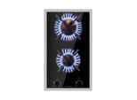 Goldflame Domino Prime Gaskochfeld 2-flammig Messing-Brenner Glaskeramik Schwarz
